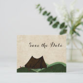 Rustic Camping Wedding Save the Date Announcement Postcard (Standing Front)