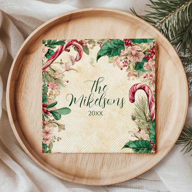 Rustic Candy Cane Christmas Party Napkins (Creator Uploaded)