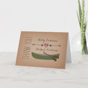 Rustic Canoe + Heart With Arrows Thank You Card