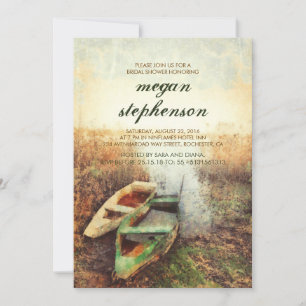 Rustic Canoe Waterfront Fall Bridal Shower Invitation