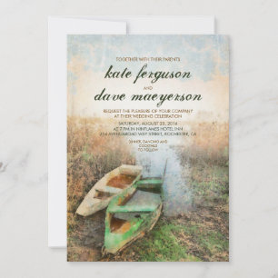 Rustic Canoe Waterfront Wedding Invitations