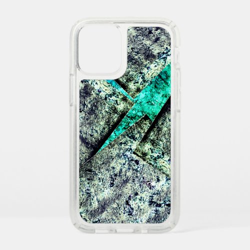 Rustic carbon_dirty disorganized layer on aquarine speck iPhone 12 mini case