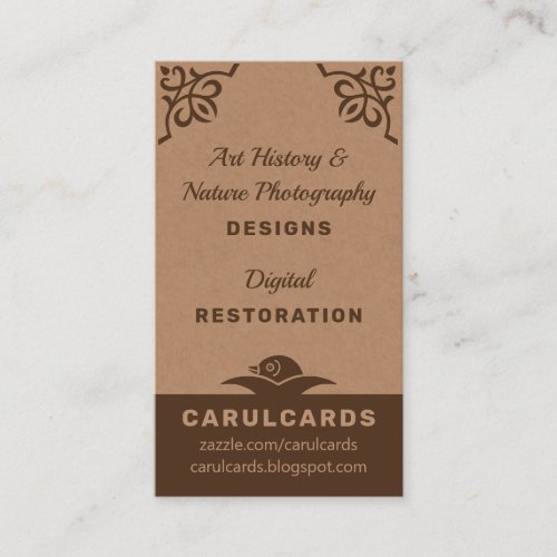 Rustic cardboard Art nouveau ornaments CC1188 Business Card