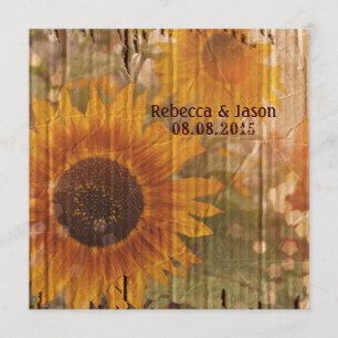 rustic cardboard country sunflower wedding announcement