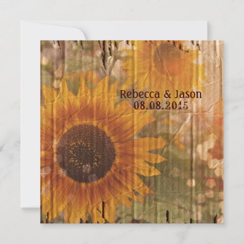 vintage rustic yellow sunflowers country wedding custom invite