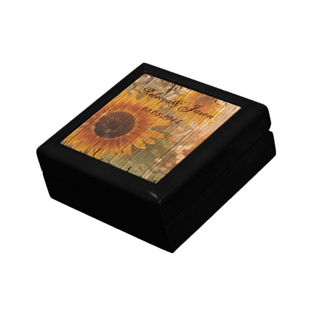 rustic cardboard country sunflower wedding keepsake box (Side)