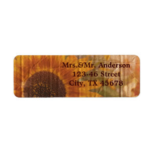 rustic cardboard country sunflower wedding label