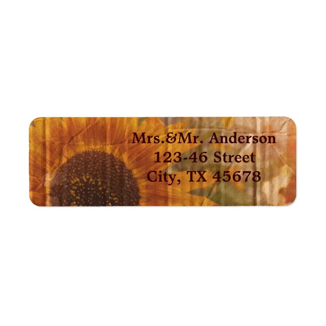 rustic cardboard country sunflower wedding label (Front)