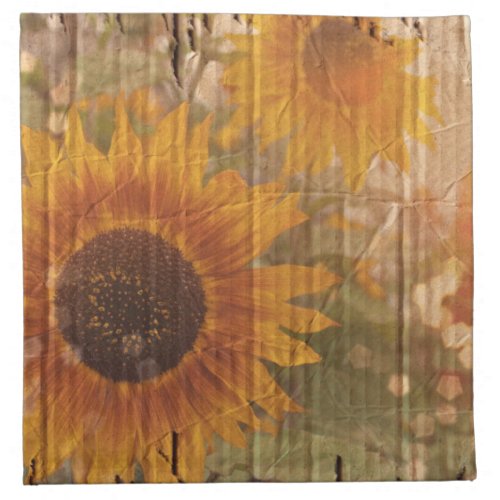 rustic cardboard country sunflower wedding napkin