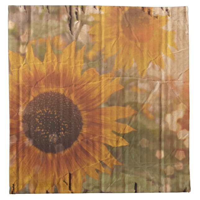 rustic cardboard country sunflower wedding napkin (Front)
