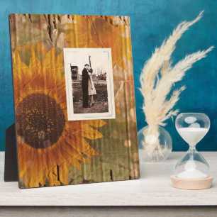 rustic cardboard country sunflower wedding plaque