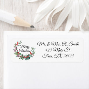 Rustic Cardinal Christmas Address Label