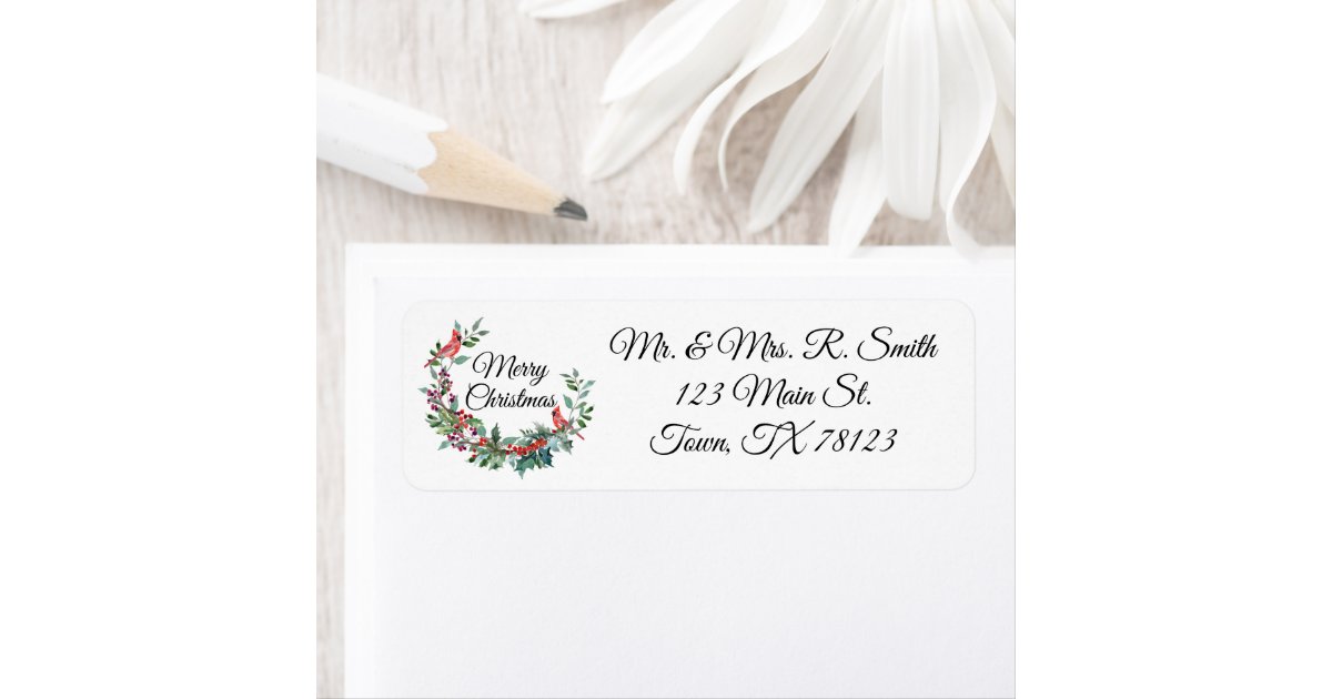 Rustic Cardinal Christmas Address Label Zazzle