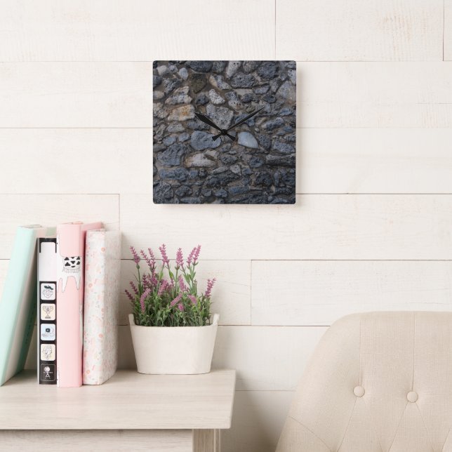Rustic Caribbean Coral Stone Wall 2 Square Wall Clock (Reading Room)