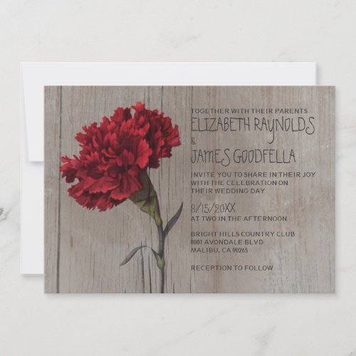 Rustic Carnation Wedding Invitations