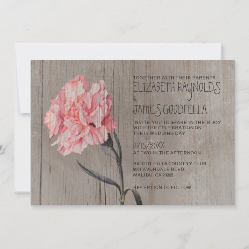 Rustic Carnations Wedding Invitations