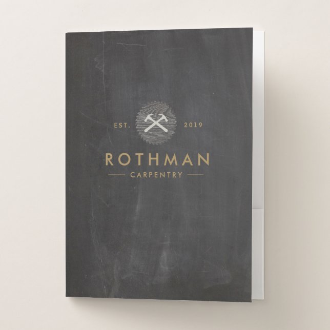 Rustic Carpenter Hammer Saw Construction  Pocket Folder (Front)