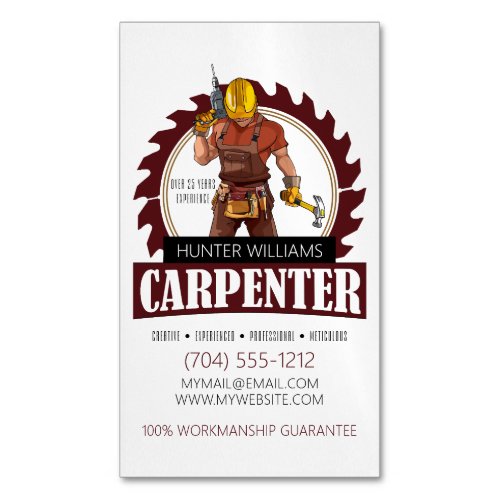 Rustic Carpenter Tools Woodworker Business Card Magnet