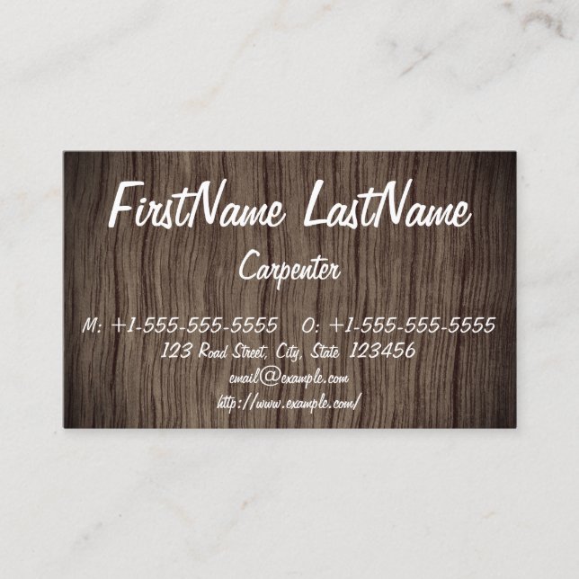 Rustic Carpenter / Woodworker Profile Card (Front)