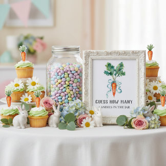 Rustic Carrot Baby Shower “Guess How Many Candies” Poster