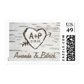 Rustic Carved Birch Bark Tree Wedding Stamps