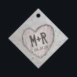 Rustic Carved Heart Initials Birch Tree Wedding Favor Tags<br><div class="desc">Elegant country monogram tag featuring a rustic silver birch tree with a carved heart featuring your initials, and the wedding date. For further personalization, please click the "Customize it" button to modify this template. All text style, colors, and sizes can be modified to suit your needs. You will find other...</div>