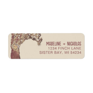 Rustic Carved Heart Oak Tree Return Address Label