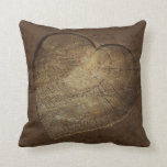 Rustic Carved Heart Oak Tree Slice Throw Pillow<br><div class="desc">Rustic Carved Heart Oak Tree Slice Pillow - features a printed wooden tree slice with a carved heart. Add your own text or leave blank -- the choice is yours.</div>