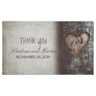 Rustic carved heart tree wedding thank you