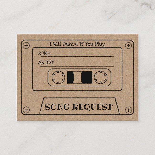 Rustic Cassette Wedding Song Request Kraft Insert