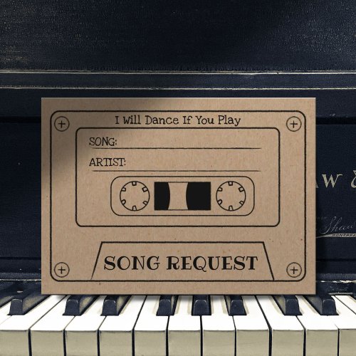 Rustic Cassette Wedding Song Request Kraft Insert