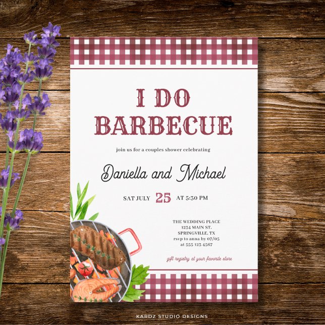 Rustic Casual I DO Barbecue Wedding Shower Invitation (The front of the invitation is shown at a 5x7 inch size. Choose size, paper, + corner style.)