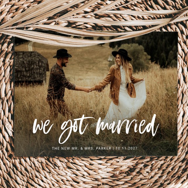 Rustic Casual Script Photo Elopement Announcement (Creator Uploaded)