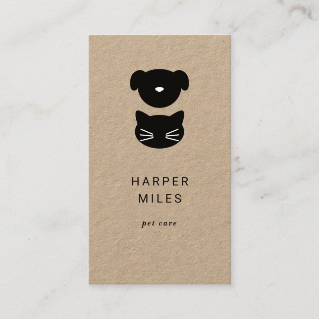 Rustic cat and dog specialist business card (Front)