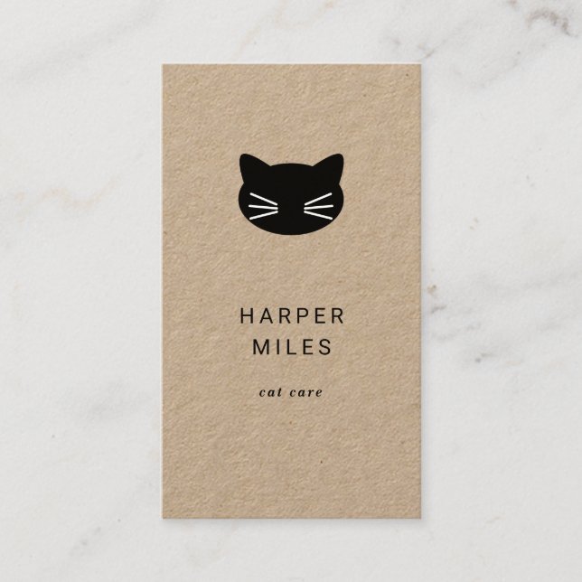 Rustic cat logo cat specialist business card (Front)