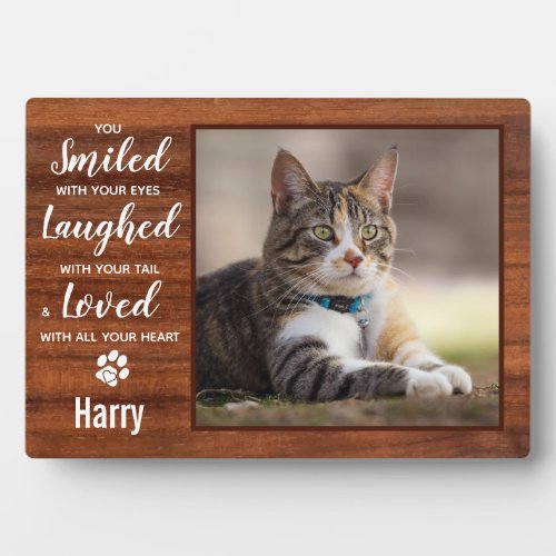 Rustic Cat Memorial Pet Loss Gift Photo Plaque
