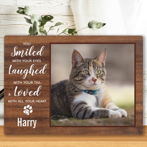 Rustic Cat Memorial Pet Loss Gift Photo Plaque