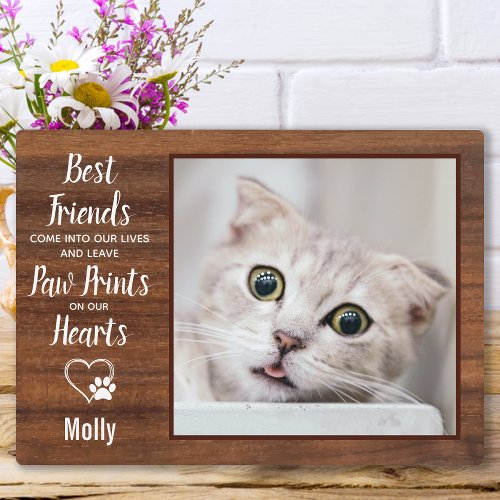 Rustic Cat Memorial Pet Photo Plaque