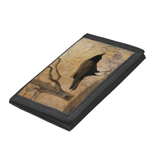 Rustic Cawing Crow Trifold Wallet