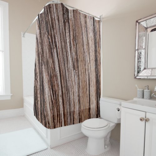 Rustic cedar bark nature tree outdoors pattern shower curtain