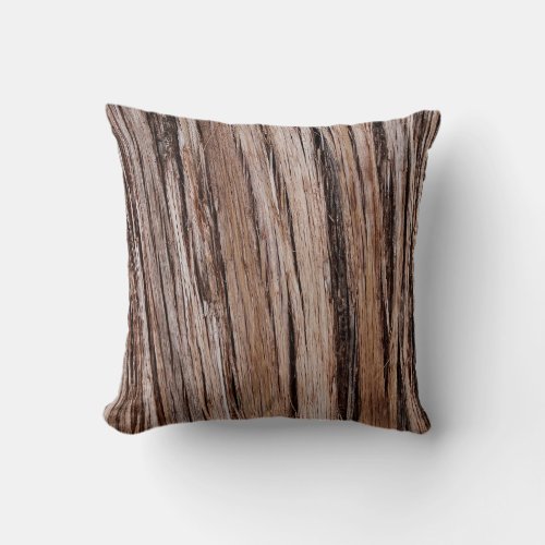 Rustic cedar bark nature tree outdoors pattern throw pillow