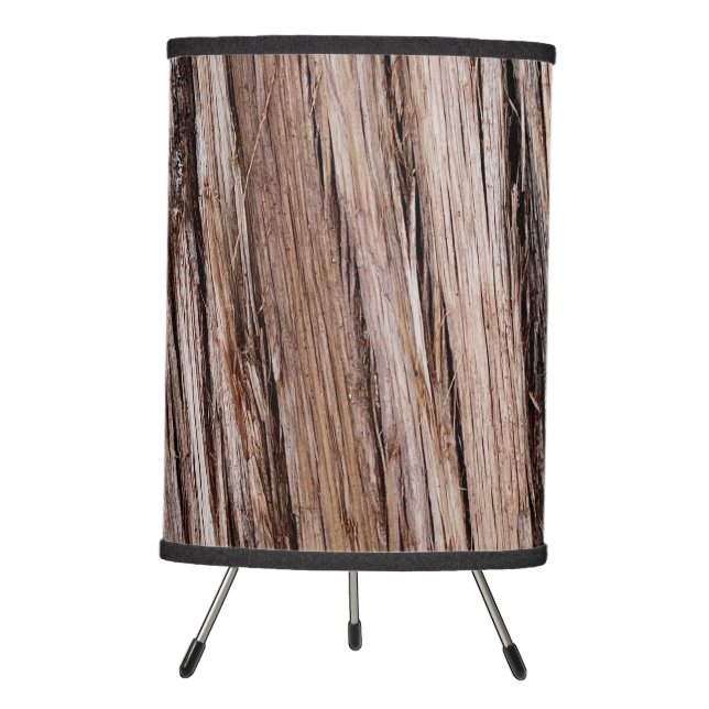 Rustic cedar bark nature tree outdoors pattern tripod lamp (Front)
