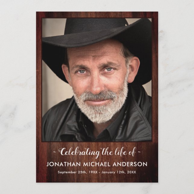 Rustic Celebration Of Life Memorial Funeral Progra Program (Front)