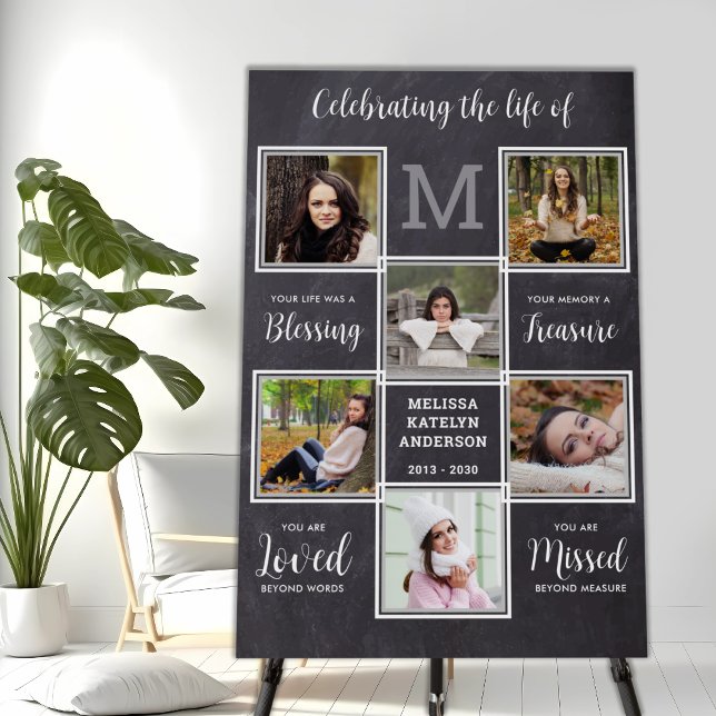 Rustic Celebration Of Life Memorial Unique 6 Photo Foam Board (Creator Uploaded)