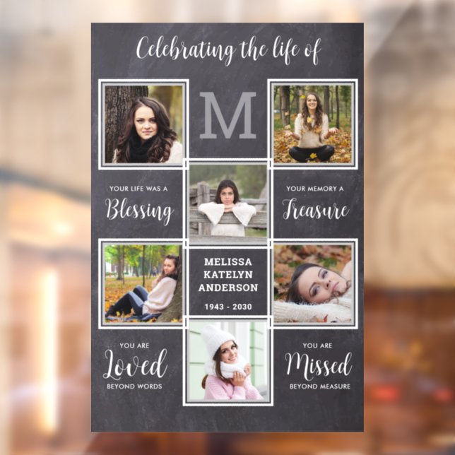 Rustic Celebration Of Life Memorial Unique 6 Photo Window Cling (Sheet 2)