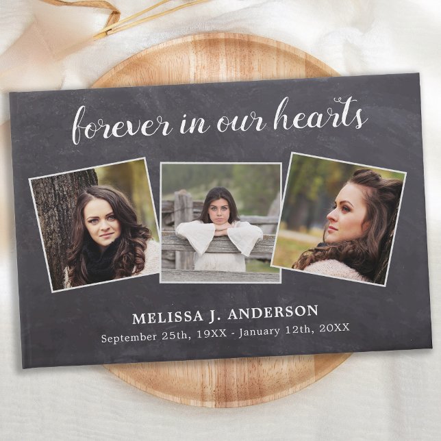 Rustic Celebration Of Life Photo Sympathy Funeral Guest Book (Creator Uploaded)
