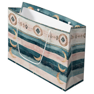 Rustic Celestial Stripe Moon Sun Earthy (10) Large Gift Bag