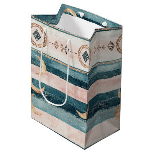 Rustic Celestial Stripe Moon Sun Earthy (10) Medium Gift Bag