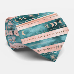 Rustic Celestial Stripe Moon Sun Earthy (1) Neck Tie