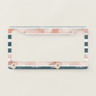 Rustic Celestial Stripe Moon Sun Earthy (3) License Plate Frame